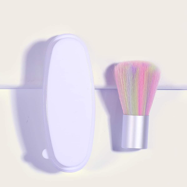 

1pc Nail Dust Cleaning Brush & 1pc Powder Recovery Box, Multicolor