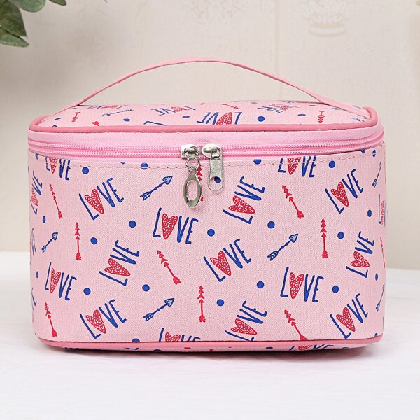 

Letter Graphic Makeup Bag, Pink