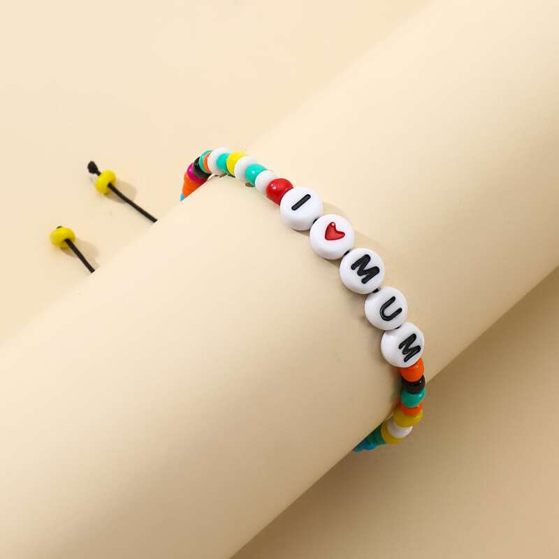 

Letter Beaded Bracelet, Multicolor