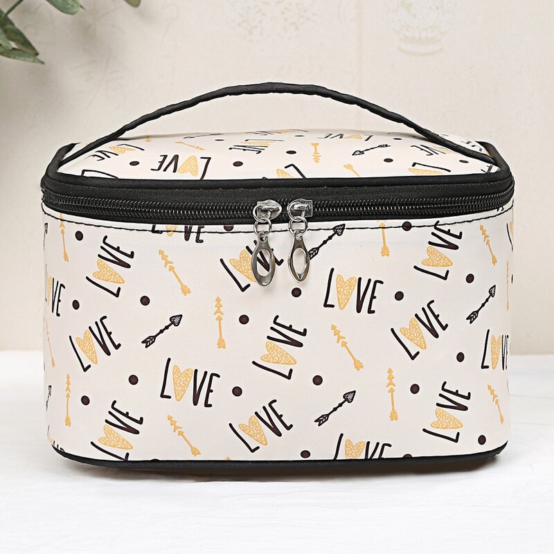 

Letter Graphic Makeup Bag, Beige