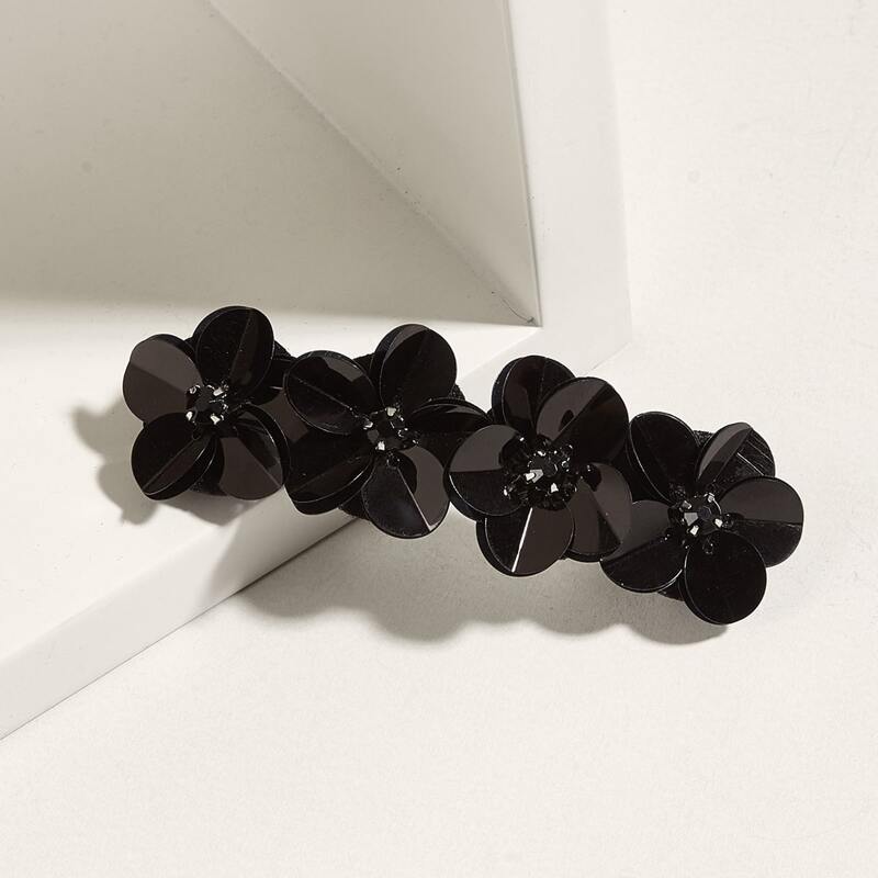 

Flower Decor Hair Clip, Black
