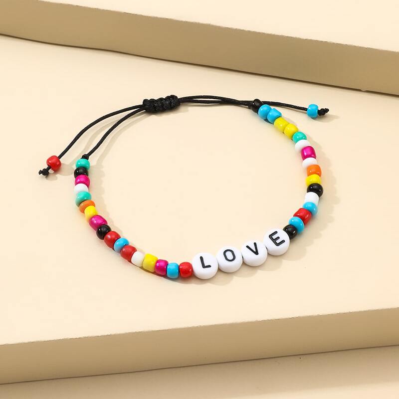

Letter Beaded Bracelet, Multicolor