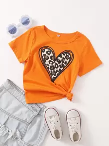 SHEIN 少女心印花短袖t恤