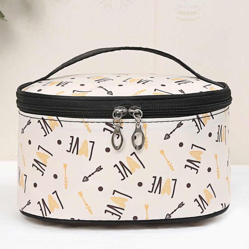 

Letter Graphic Makeup Bag, Beige
