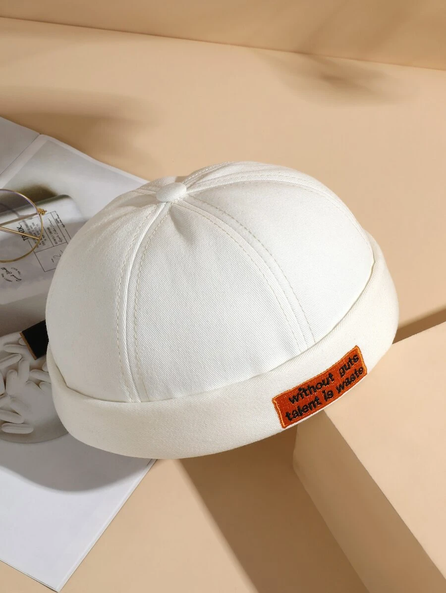Gorra de marinero con bordado de letras para hombres - Blanco - Ver 1