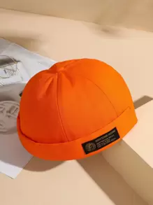 Men Letter Patch Decor Docker Hat Halloween - Orange - View 1