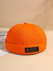 Men Letter Patch Decor Docker Hat Halloween - Orange - View 3