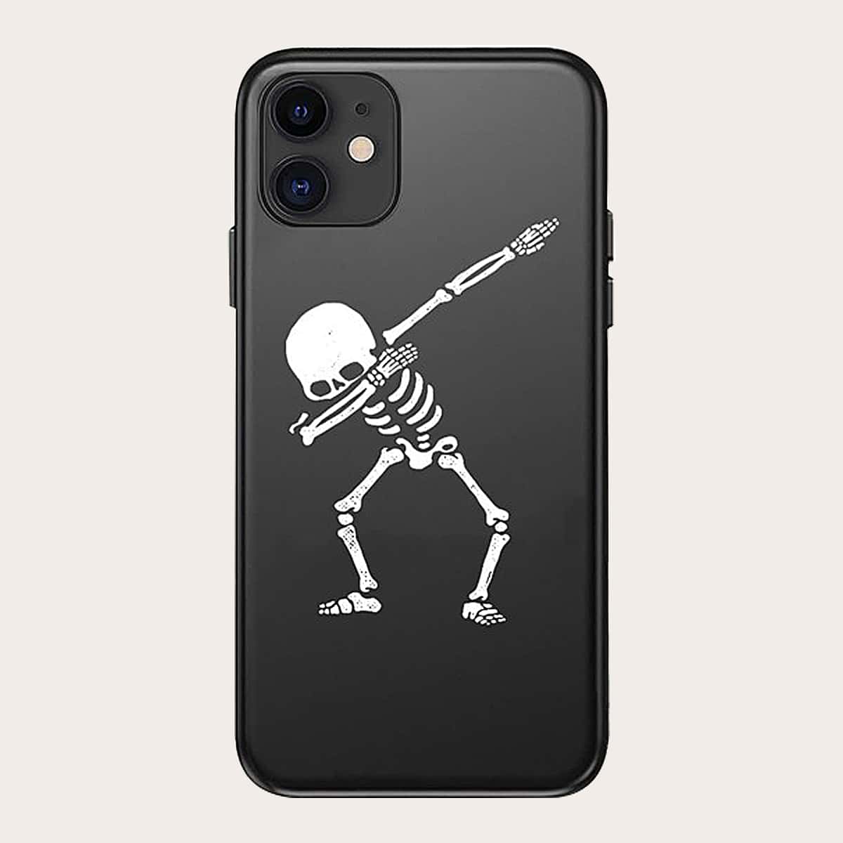

Skeleton Print Phone Case, Black