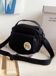 Mini Bolso De Bandolera Con Gráficos De Dibujos Animados - Negro - Ver 2