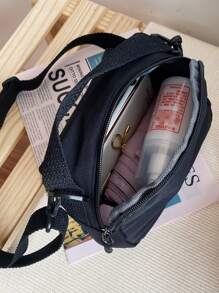 Mini Bolso De Bandolera Con Gráficos De Dibujos Animados - Negro - Ver 5