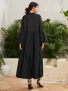 Áo khoác ghép mộng kim sa Viên lá sen Đồ họa Giải trí - màu đen - Xem 2