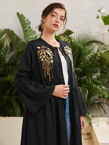 Áo khoác ghép mộng kim sa Viên lá sen Đồ họa Giải trí - màu đen - Xem 3