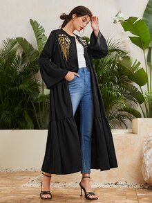 Áo khoác ghép mộng kim sa Viên lá sen Đồ họa Giải trí - màu đen - Xem 4