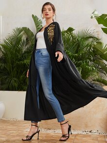 Áo khoác ghép mộng kim sa Viên lá sen Đồ họa Giải trí - màu đen - Xem 5