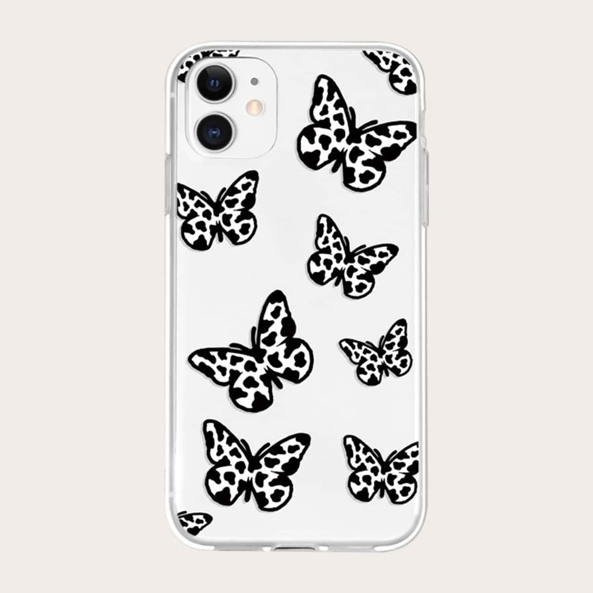 

Butterfly Print Phone Case, Black