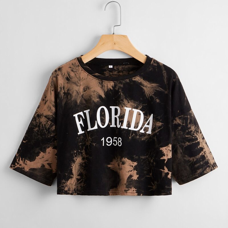 

Letter Tie Dye Crop Tee, Multicolor