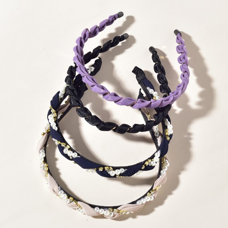 

4pcs Rhinestone & Faux Pearl Headband, Multicolor