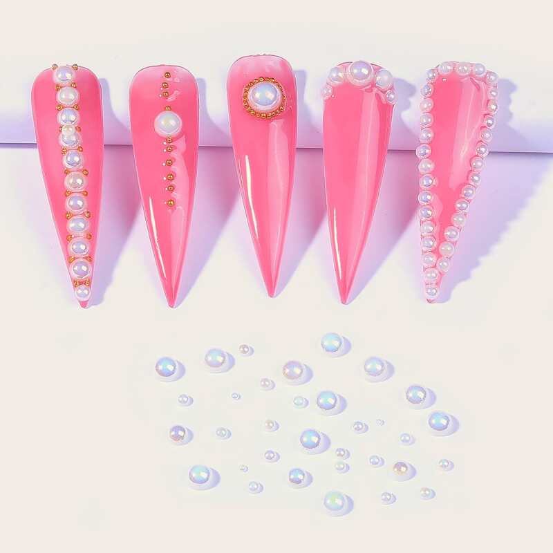 

6packs Faux Pearl Nail Art Decoration, White
