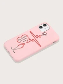 聽筒和標語圖案手機殼 - 粉色 - 查看 2