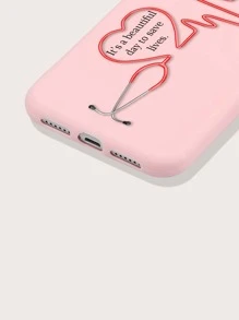 聽筒和標語圖案手機殼 - 粉色 - 查看 3
