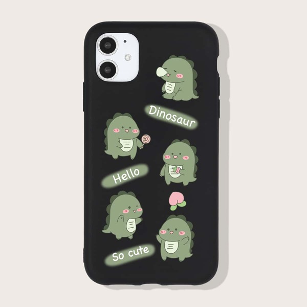 

Cartoon Dinosaur Phone Case, Black