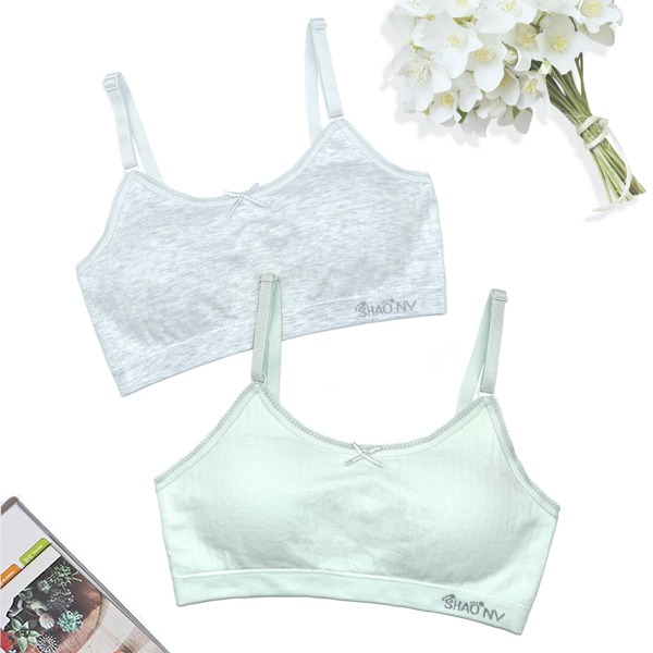 

Girls 2 Pack Letter Graphic Cami Bra, Multicolor