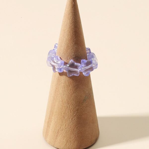 

Star Shaped Beaded Ring, Purple