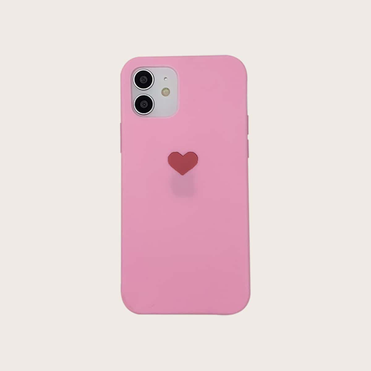 

Heart Print Phone Case, Pink