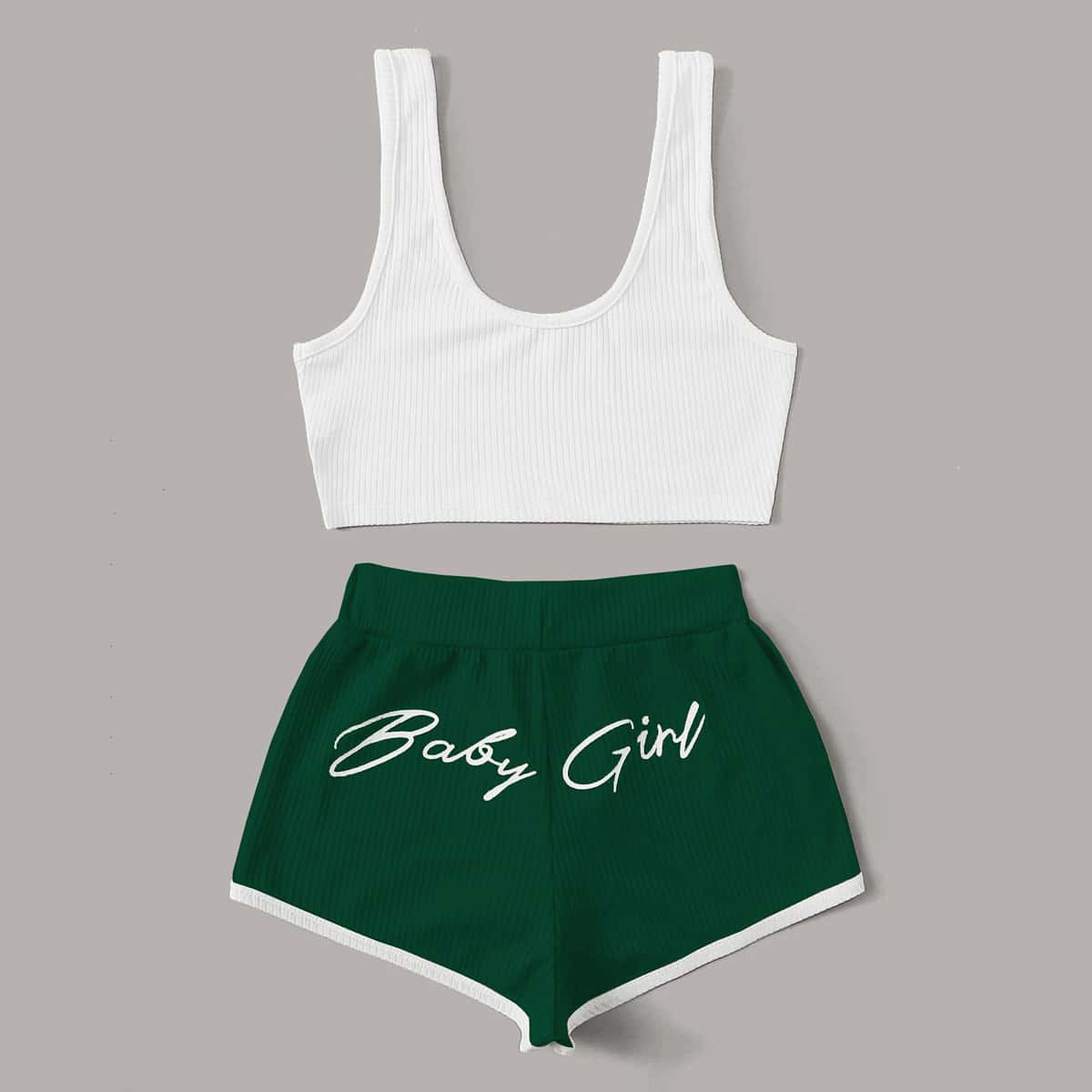 

Letter Graphic Knot Front Lounge Set, Multicolor