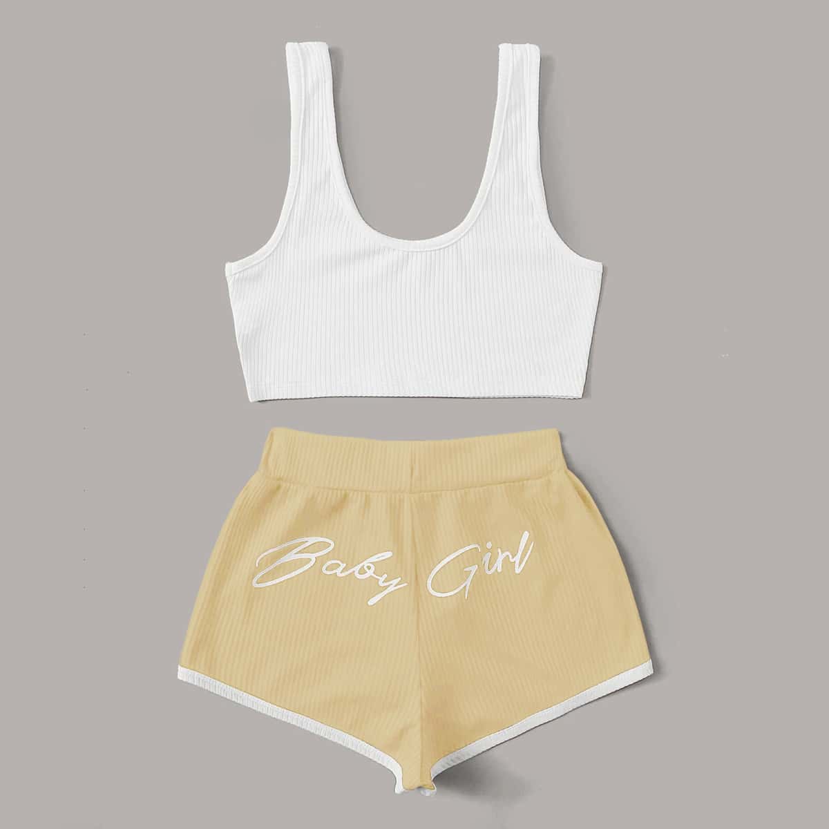 

Letter Graphic Knot Front Lounge Set, Multicolor