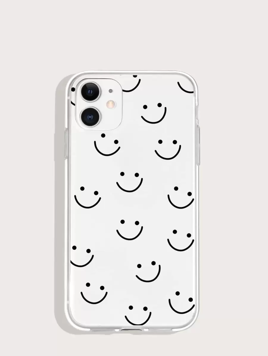 Cartoon Expression Print Phone Case - Clear - View 1