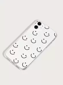 Cartoon Expression Print Phone Case - Clear - View 2