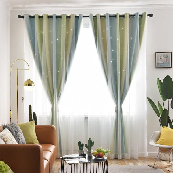 

Double Layer Single Panel Curtain, Multicolor