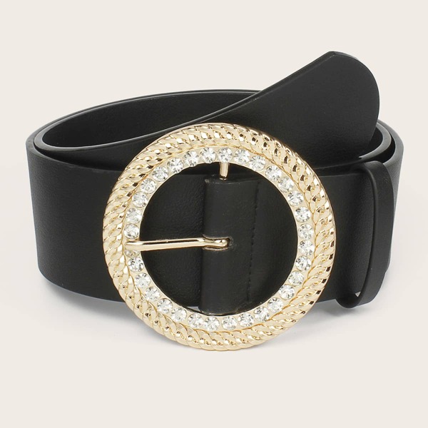 

Round Buckle Belt, Black