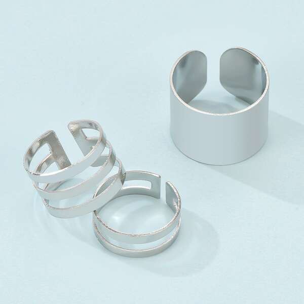 

3pcs Cuff Ring, Silver