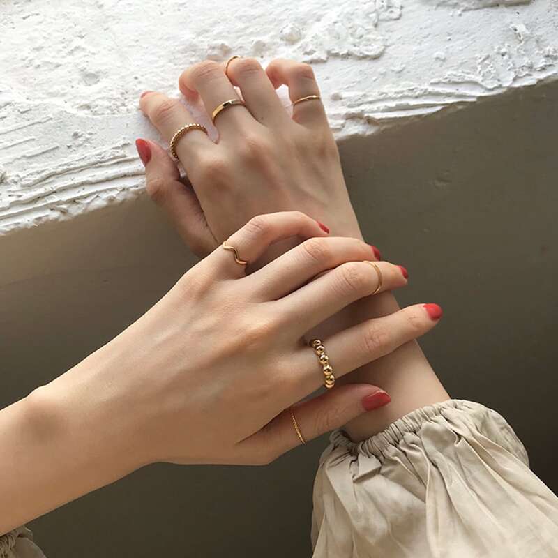 

8pcs Twisted Design Ring, Gold