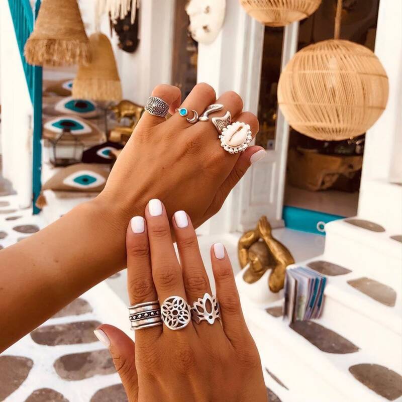 

7pcs Shell Decor Ring, Antique silver