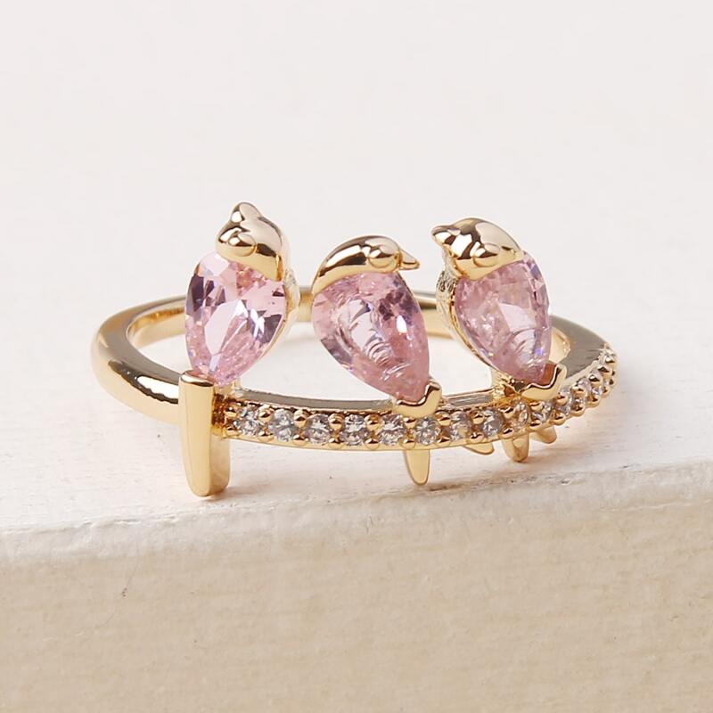 

1pc Rhinestone Decor Ring, Pink