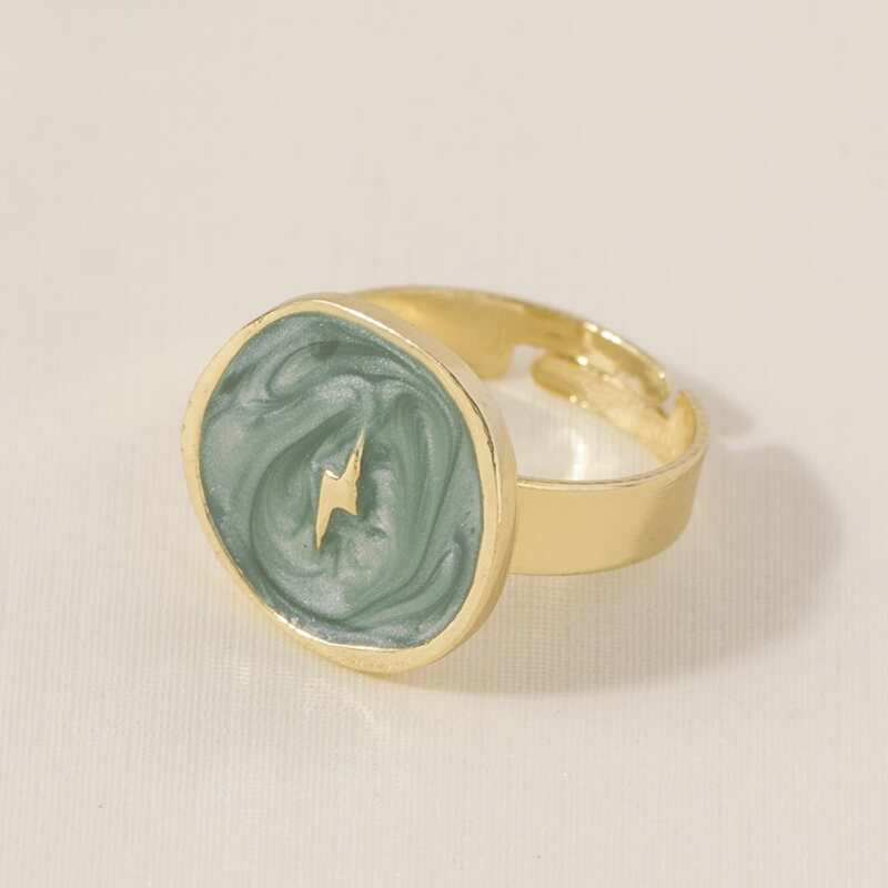 

1pc Lightning Design Ring, Green