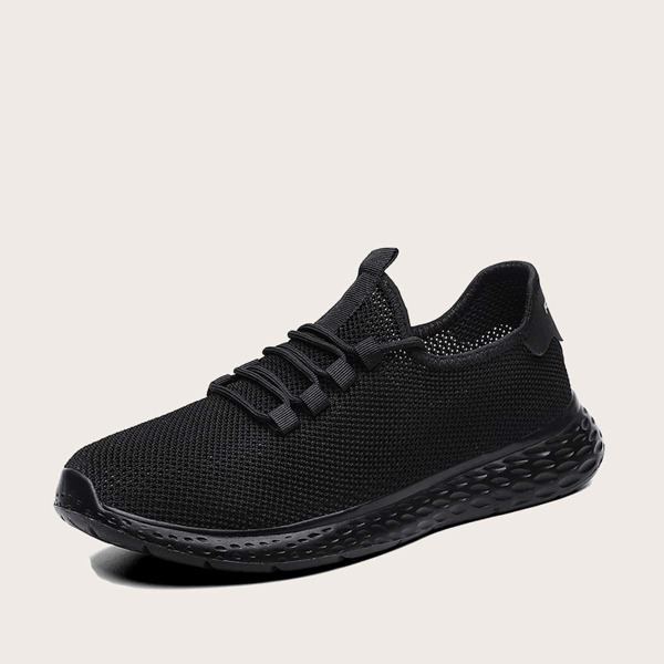 

Men Lace Up Decor Low Top Sneakers, Black