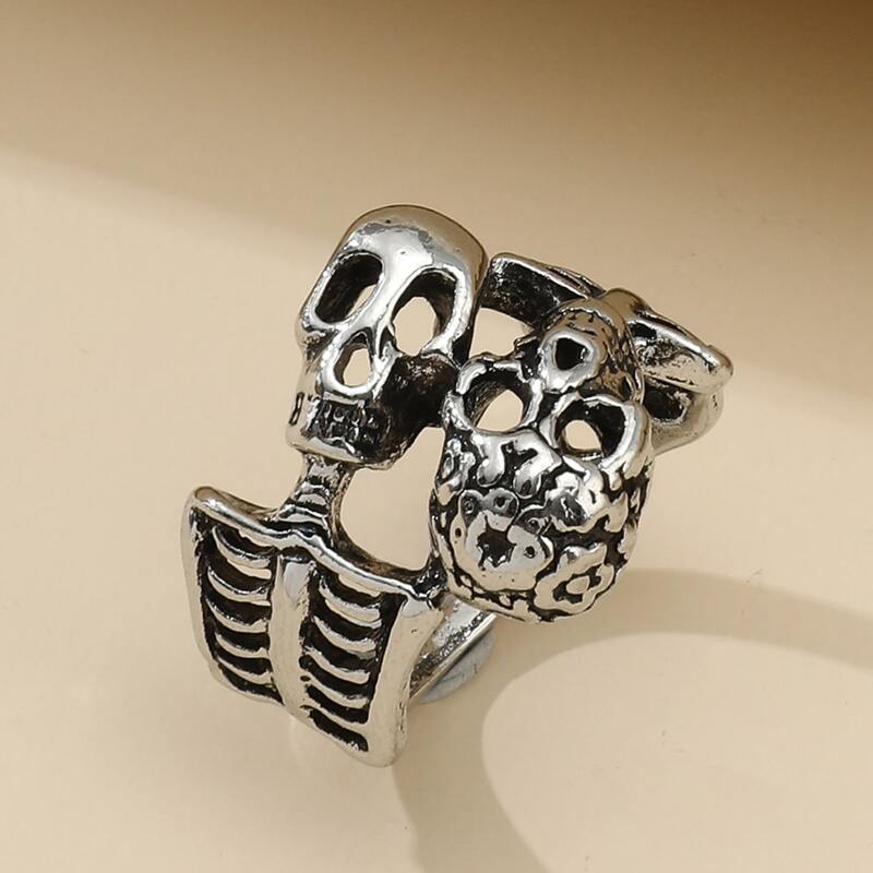 

1pc Skeleton Design Ring, Antique silver