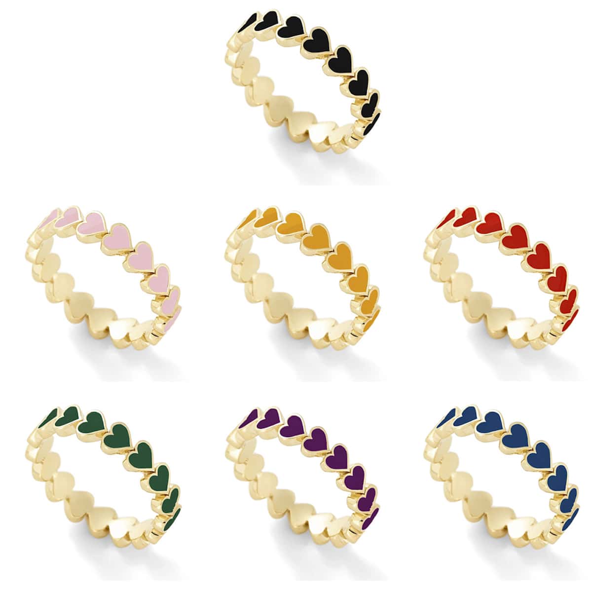 

7pcs Heart Design Ring, Multicolor