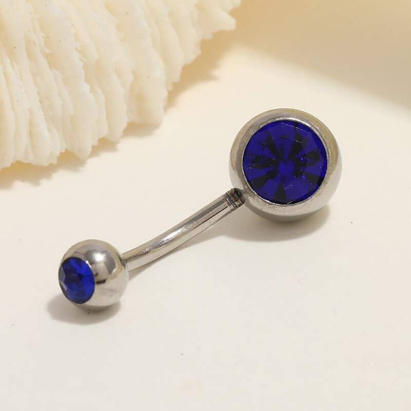 

1pc Rhinestone Belly Ring, Blue