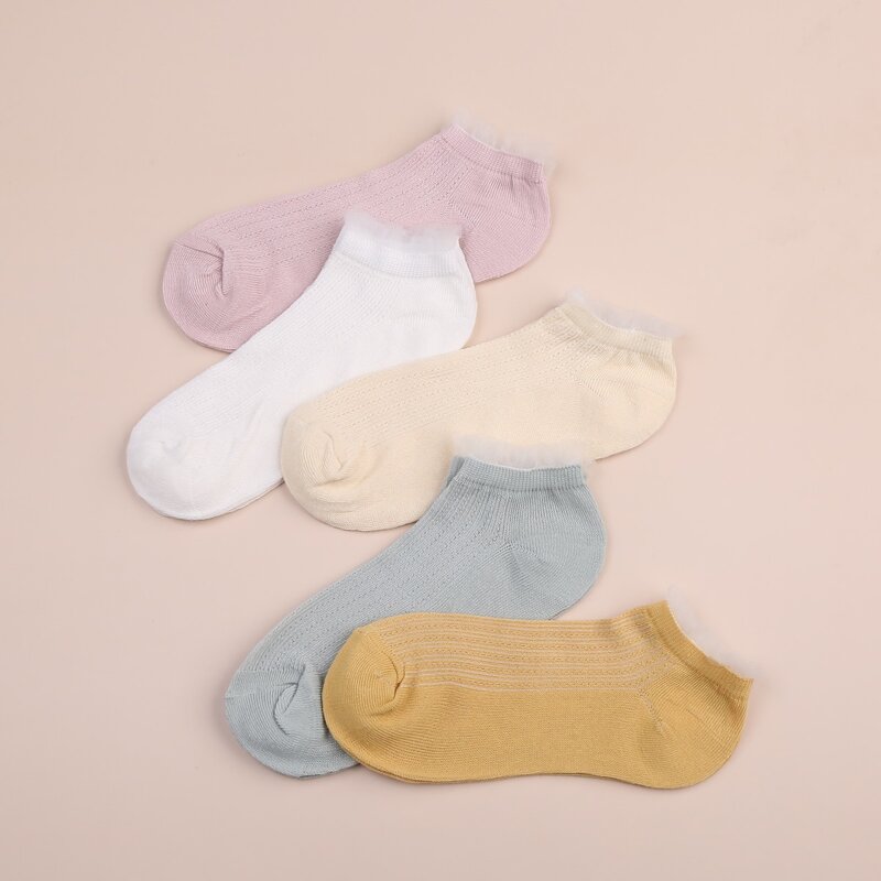 

5pairs Solid Ankle Socks, Multicolor