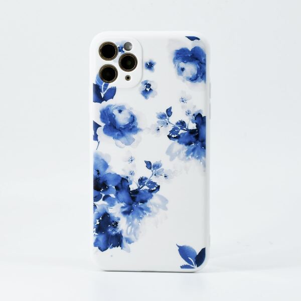 

Floral Pattern Phone Case, Blue and white