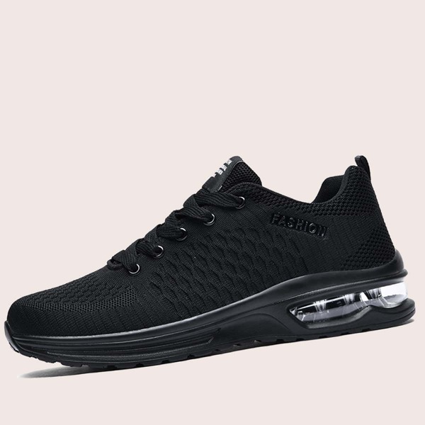 

Men Lace-up Front Knit Running Shoes, Black