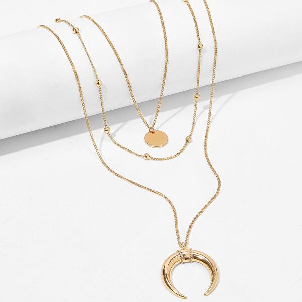 

Disc Pendant Layered Necklace, Gold