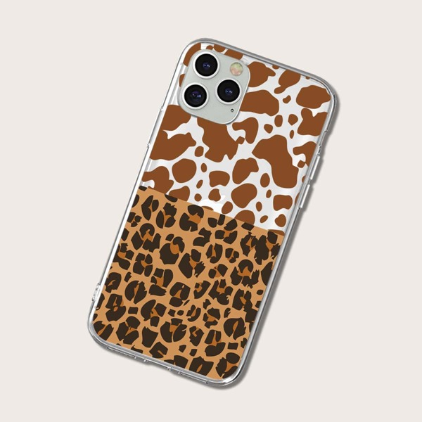 

Contrast Leopard Phone Case, Brown
