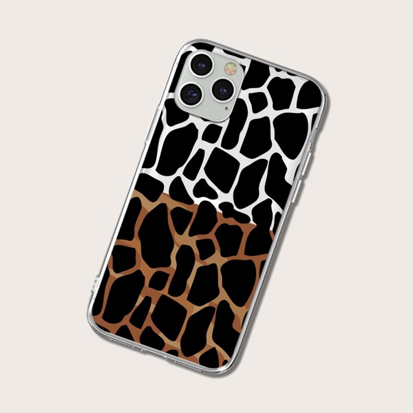 

Two Tone Cow Print Phone Case, Multicolor