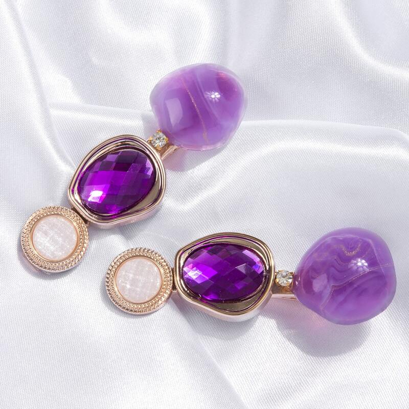 

2pcs Rhinestone Decor Hair Clip, Purple